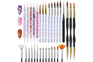 Artdone 31pcs Nail Art Brushes, Nail Art Tool Set, Dotting Tools, Dust Brush,Striping Brushes for Long Lines, Drawing Pen For Gel Polish Design supply