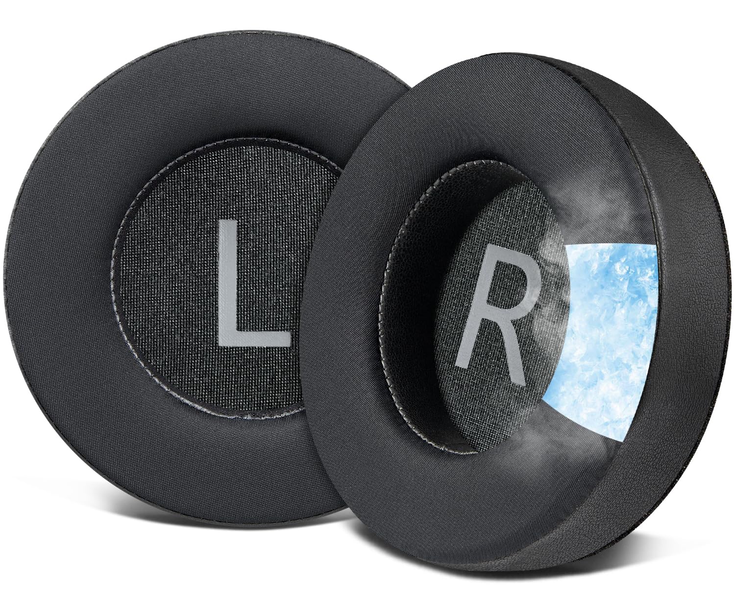 SOULWIT Cooling Gel Professional Replacement Earpads Cushions for AKG K701, K702, Q701, Q702, K601, K612, K712 Headphones, Ear Pads with Ice Silk Fabric, High-Density Foam - Black