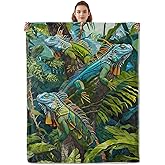 Kibue Lizard Theme Blanket Warm & Cozy Flannel Throw Blanket - Soft Lightweight Plush Blankets for Travel, Sofa, Bedroom, Office, Home Decor - Gifts for Adults Kids Women 60"×50"