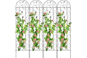 ZBPRESS 4 Pack 86.2x19.7in Metal Garden Trellis for Climbing Plants,Brown Large Trellis for Climbing Plants Outdoor,Vegetables Flower Support,Large Decorative Outdoor Trellis (Sand Brown C - 4PCS)