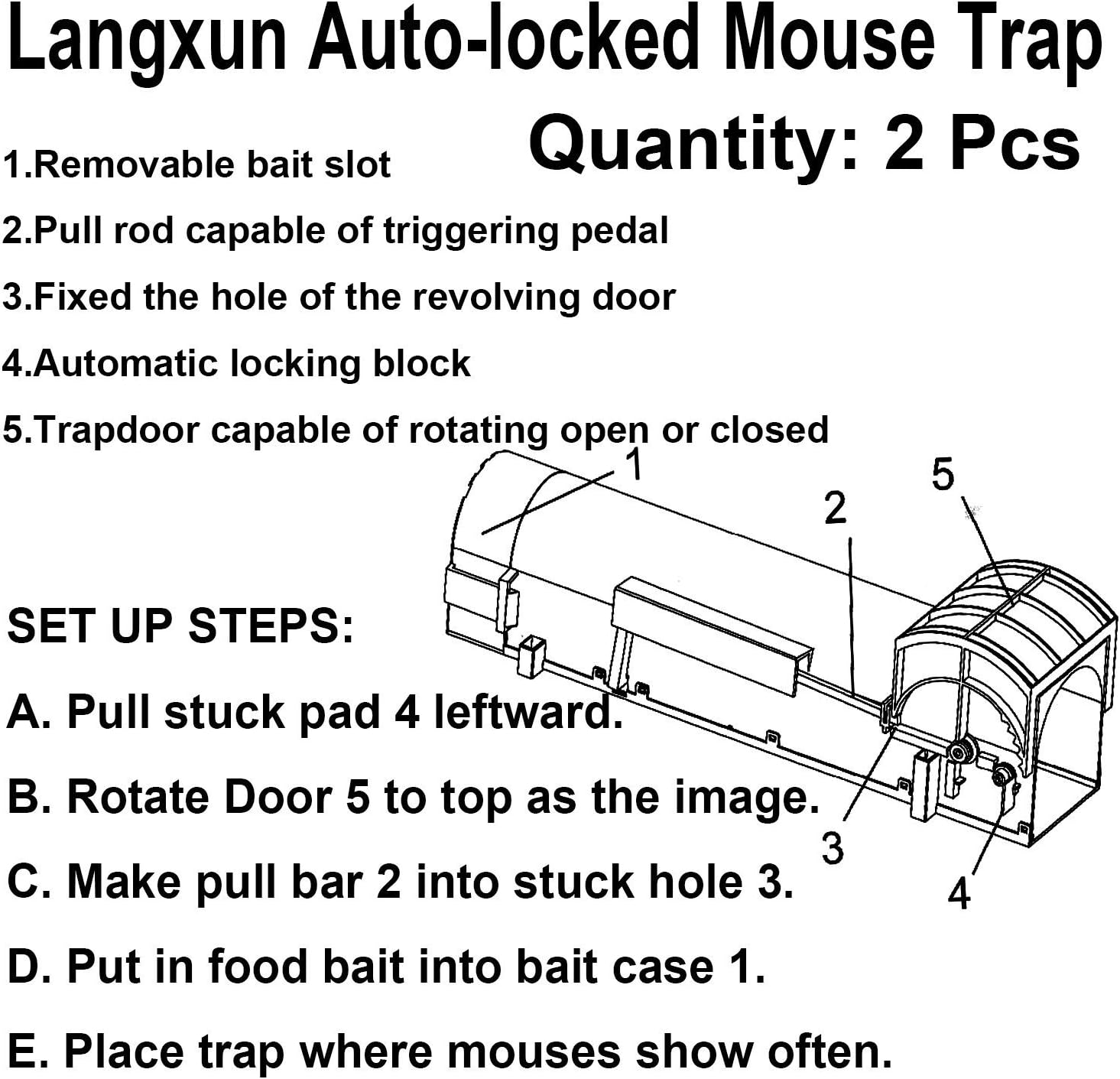 Langxun Transparente ABS Plástico Humano Smart Mouse Trampas ...