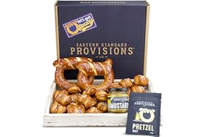 Eastern Standard Provisions "Let's Get Saucy" Gourmet Gift Box, Fresh Artisanal Soft Pretzel Pack, with Gourmet Pretzel Salt & Mustard