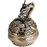 Vintage Metal Ashtray With Lid Windproof Dragon Ashtray for Cigarettes | Hand-Carved New Dragon Smokeless Odorless Ashtray Indoor Outdoor Decorative Fancy Gift Ornament For Home Office