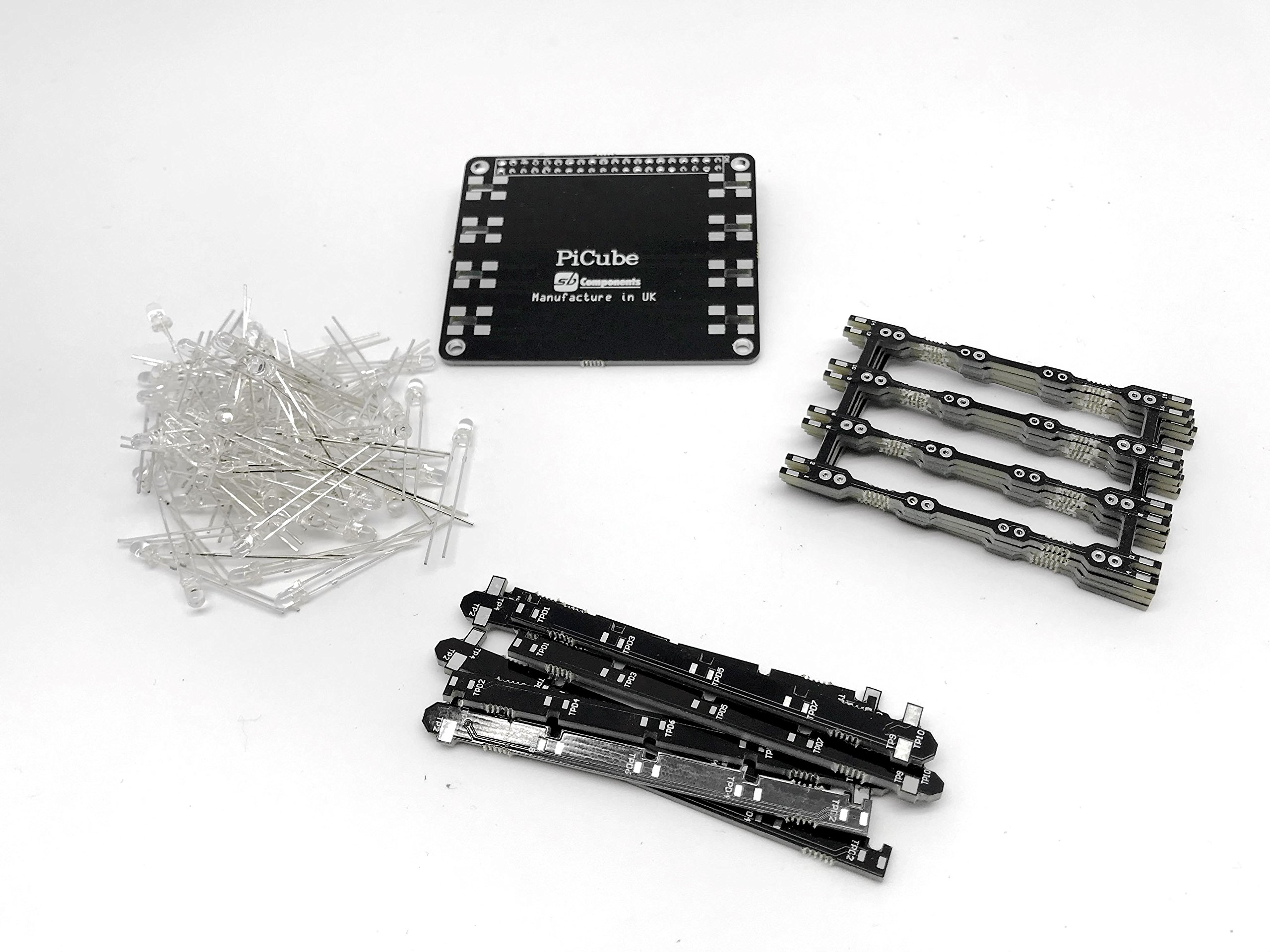 sb components PiCube 4x4x4 LED CUBE for Raspberry Pi 3,2, Zero and A+ Unassembled (Blue)