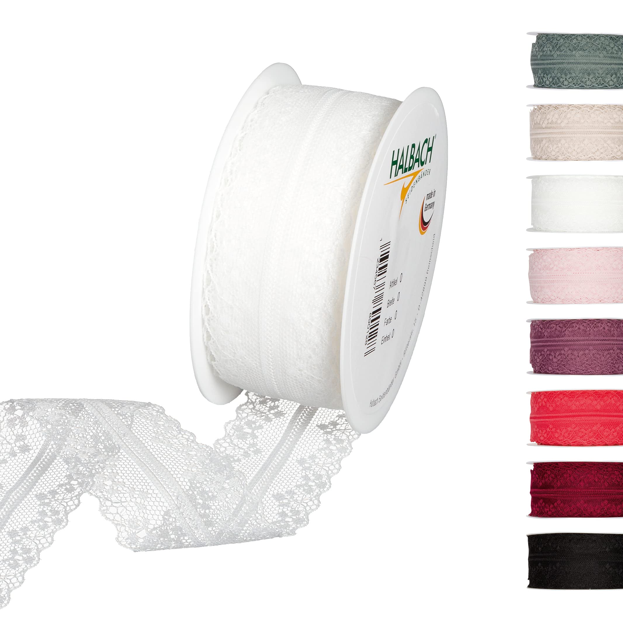 Halbach Seidenbänder Lace Ribbon 15 m Sold by The Metre on Roll as Ribbon for Weddings Sewing or Table Decoration, Lace Trim Lace Fabric for DIY Crafts — image 1