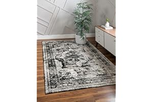 Unique Loom Sofia Collection Area Rug - Salle Garnier (6' 1" x 9' Rectangle, Black/ Ivory)