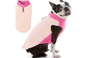 Gooby Half Stretch Fleece Vest Dog Sweater - Peach, Small - Warm Pullover Fleece Dog Jacket with D-Ring Leash - Winter Small Dog Sweater Coat - Cold Weather Dog Clothes for Small Dogs Boy or Girl