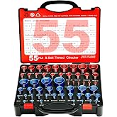 Manalete 55 Pcs Nut and Bolt Thread Checker, 25 Metric &amp; 30 SAE Gauge | 30 SAE &amp; 25 Metric Aluminum Bolt Size Finder, Detachable for Tight Spaces, Quickly Identifies Nut/Bolt Sizes