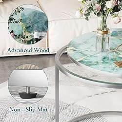 aboxoo Coffee Table Nesting Side Round Set of 2 End