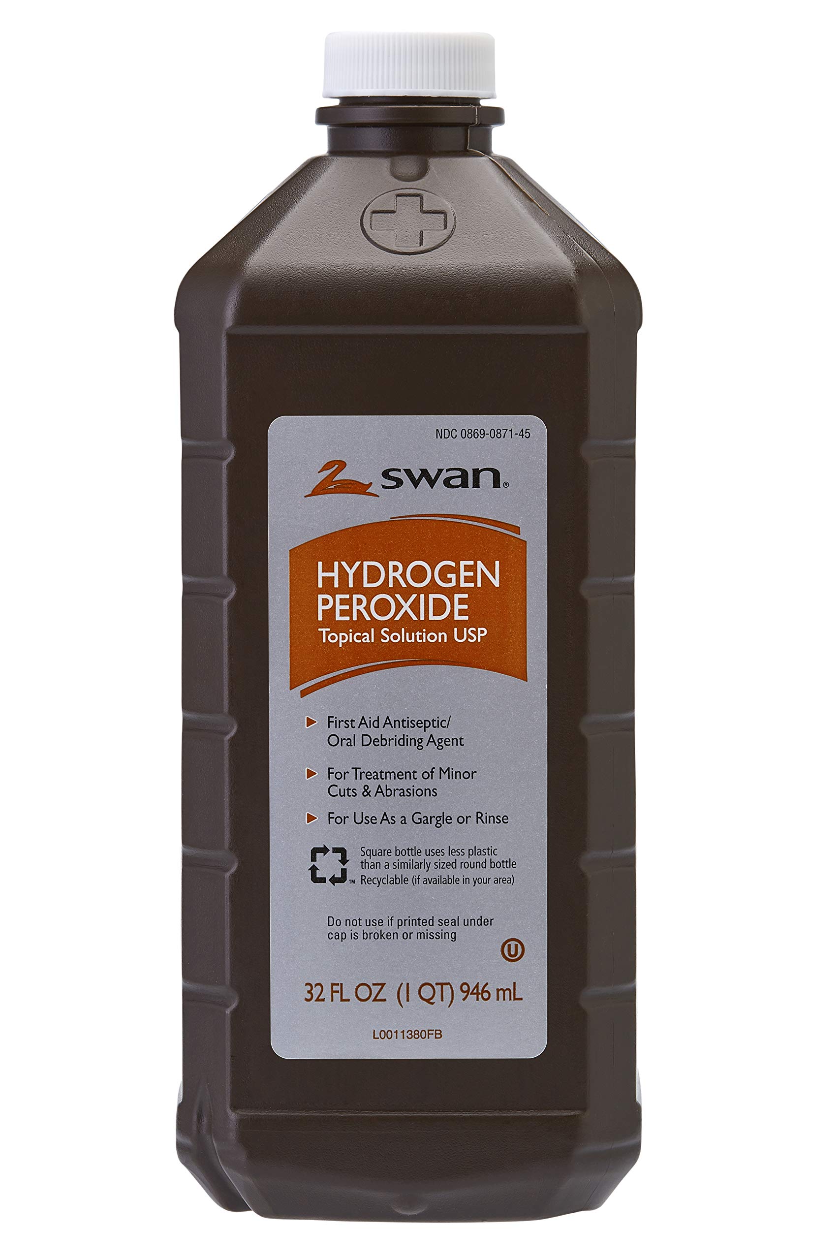 Swan 3% Hydrogen Peroxide Topical Solution First Aid Antiseptic, 32 Fluid Ounce (Pack of 12), 384 Fl Oz