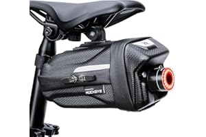 POWVINE Bike Saddle Bag with Taillight, 2.0L Waterproof & Easy-Install Bicycle Saddle Bag, 3D Shell Cycling Seat Pack for Road/E-Mountain Bikes, Durable Storage Bag for Cyclists