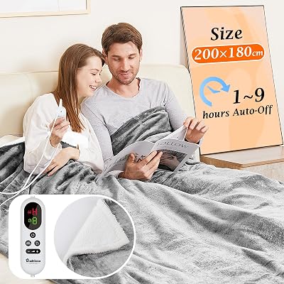 Mia&Coco Electric Heated Blanket King Size 200x180cm 10 Heat Levels LED