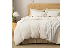 David's Home Waffle Weave Duvet Cover Set King Size,Soft Breathable Comforter Cover Set with Pillowcases,Textured Home Decor 