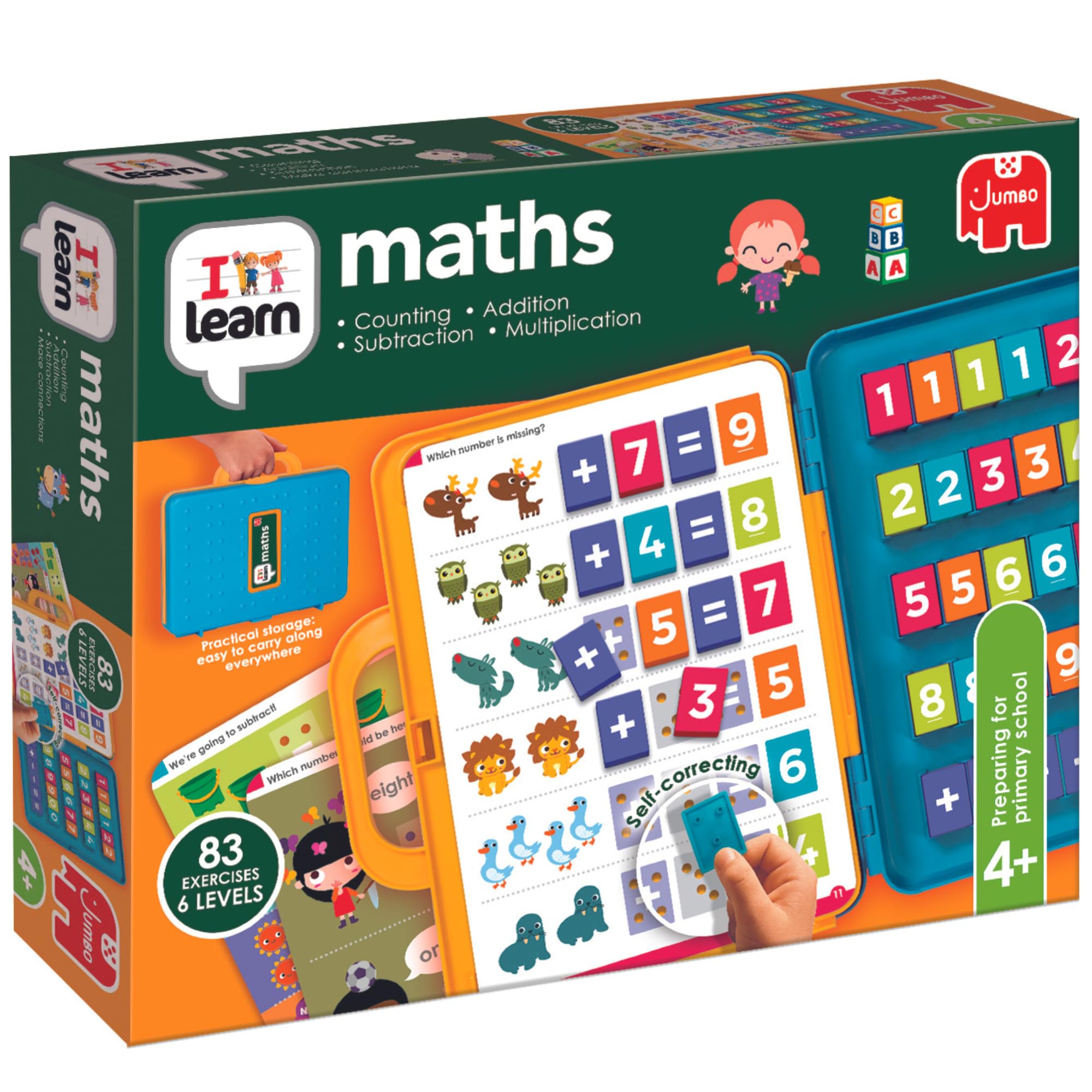 Jumbo I Learn Maths - Fun Educational Toys & Learning Game for Kids, Preschool Learning Resources, Childrens Counting & Times Tables Exercises - Count, Subtract, Add and Multiply - Ages 4 Years Plus