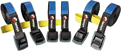 TENSYS 6 Pack 25mm Cambuckle Tensioner Straps 3m Black Reflective Stripe