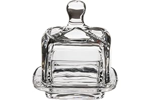 Abbott Collection Small Square Covered Butter Dish with Lid, Clear Glass (3.5" SQ)
