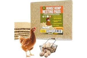 Hurdz Hemp Chicken Nesting Pads [13”x13”] - 100% Natural, 4X Absorbent - Superior Odor Control, Sustainable Pet Coop & Cage M