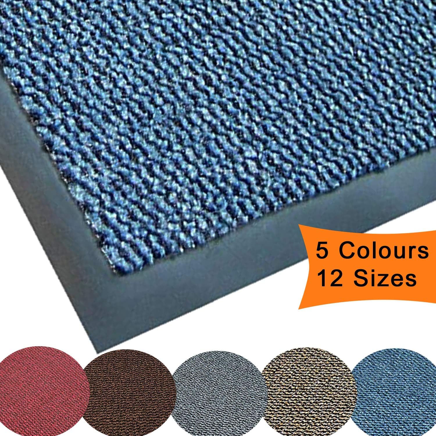 Homatz Hallway Runner Rug Heavy Duty Non-Slip Rubber Back, Blue 90x200cm Large Carpet Runner - Dirt Trapper, Water Absorbent Runner Mat, Washable Runner Rugs, Carpet for Hallway Kitchen Living Room