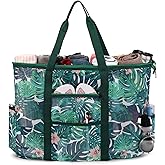 Eslcorri Mesh Beach Tote - Extra Large Beach Bag with 11 Pockets Foldable Tote Bag Women Oversized Pool Bag Travel Essentials