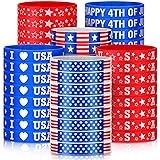 Patelai 48 Pcs Patriotic Decorations Bracelets 4th