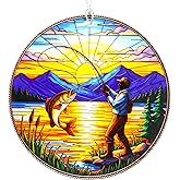 Fishing Ornament - Fisherman Sunset – Lake & Bass Suncatcher | Outdoor Nature Gift – Fisherman Christmas Keepsake – Christmas Ornament 2025 - White Elephant Gifts - Xmas Tree Funny Decoration