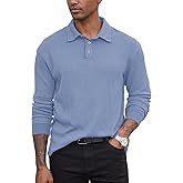 VOGSTART Men's Waffle Polo Stretch Textured Casual Loose fit Soft Collared Pullover (S-2XL)