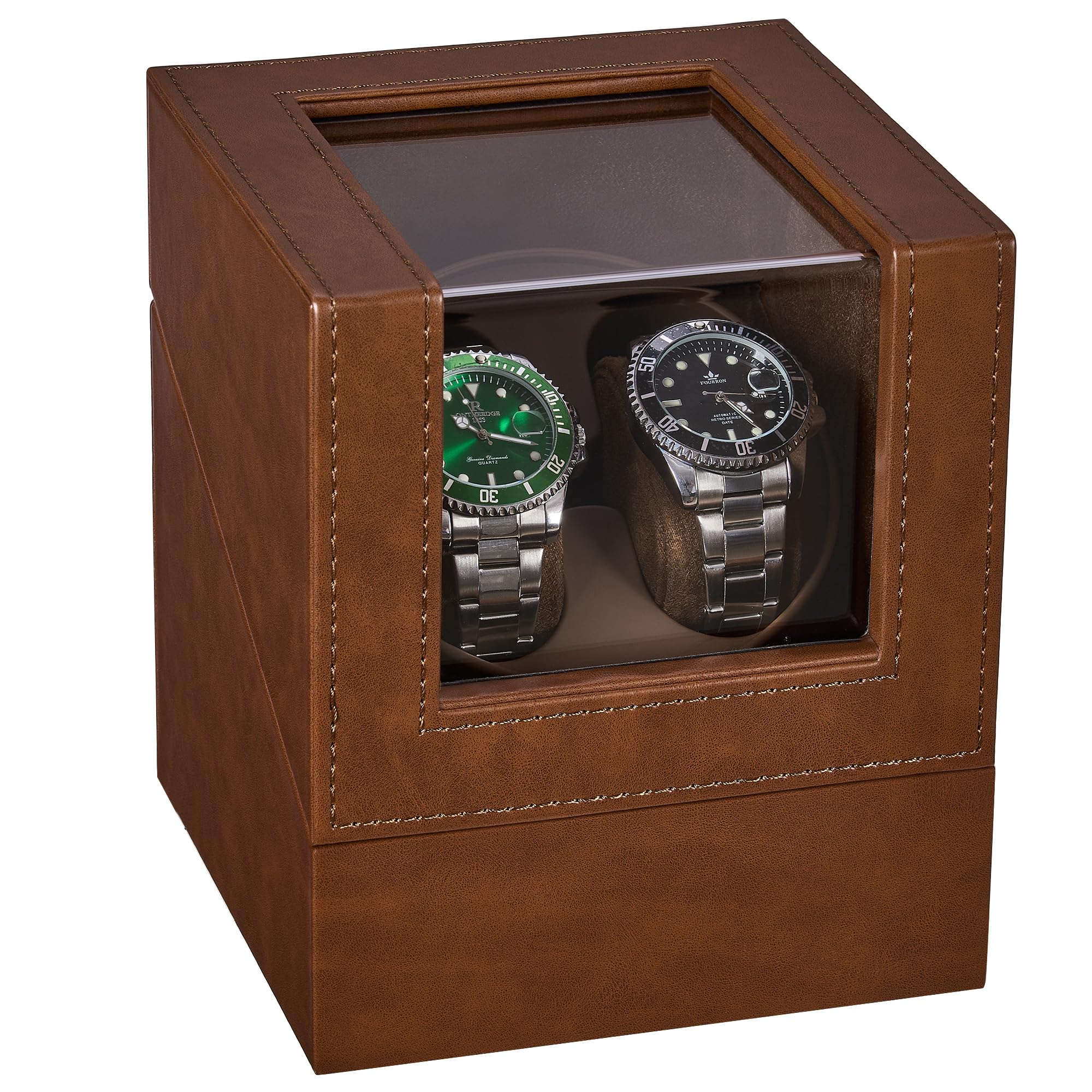 ANWBROAD Watch Winder, Double Automatic Watches Rotator, Quiet Motor, Flexible Watch Pillows, 5 Modes, Battery or USB, UJWW001Z
