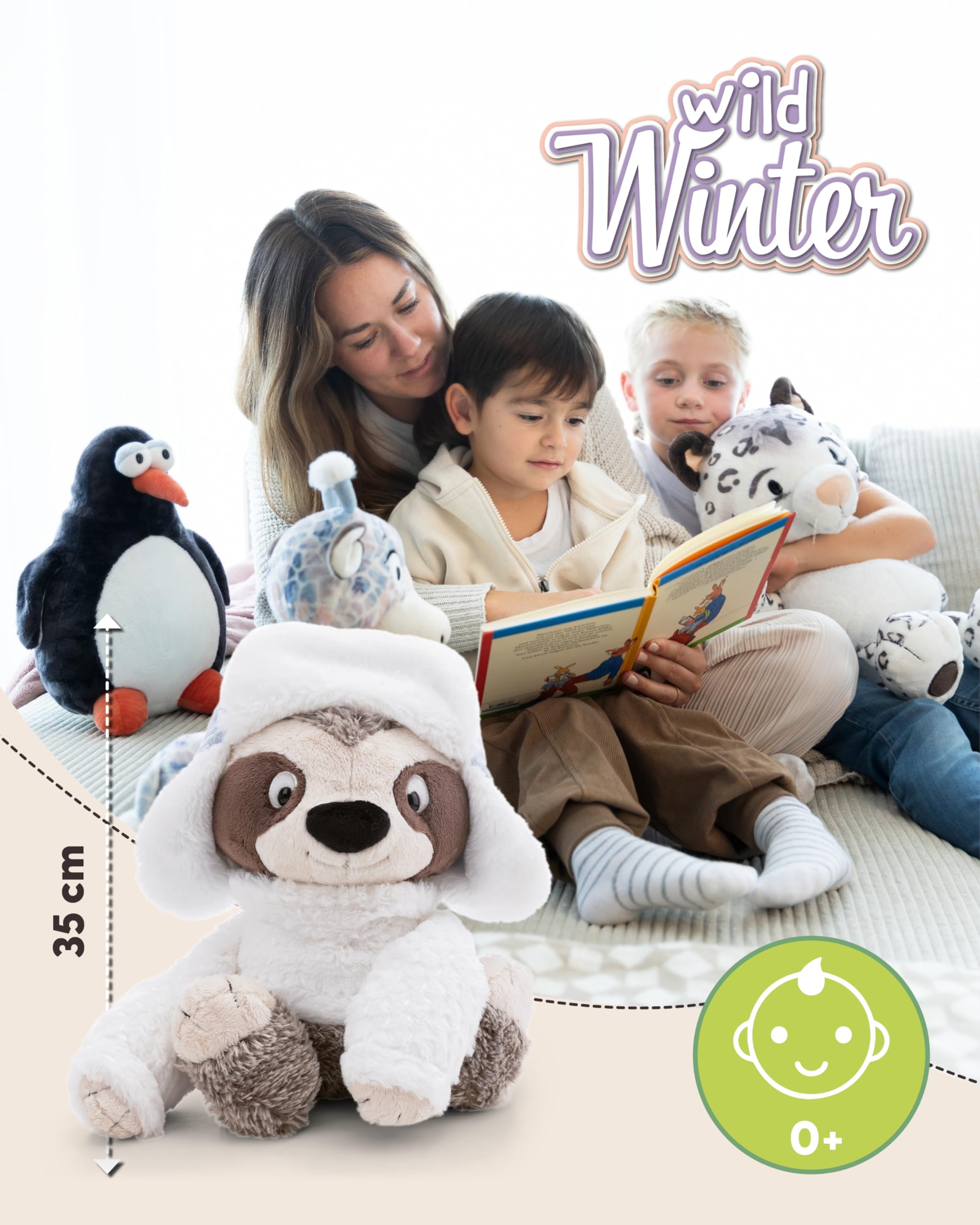 NICI Kuscheltier Faultier Izzy Icetumbler mit Mütze 35cm - beige - Weiches Plüschtier – niedliches Stofftier zum Kuscheln & Spielen – tolle Geschenkidee für Kinder & Erwachsene - 62422 2