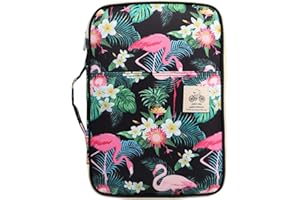 JAKAGO Travel Portfolio Organizer Waterproof A4 Document Bag Multifunctional Travel Note Pouch Zippered Case for Notebook, Ipad, Journals, Sketch Books (Flamingo)