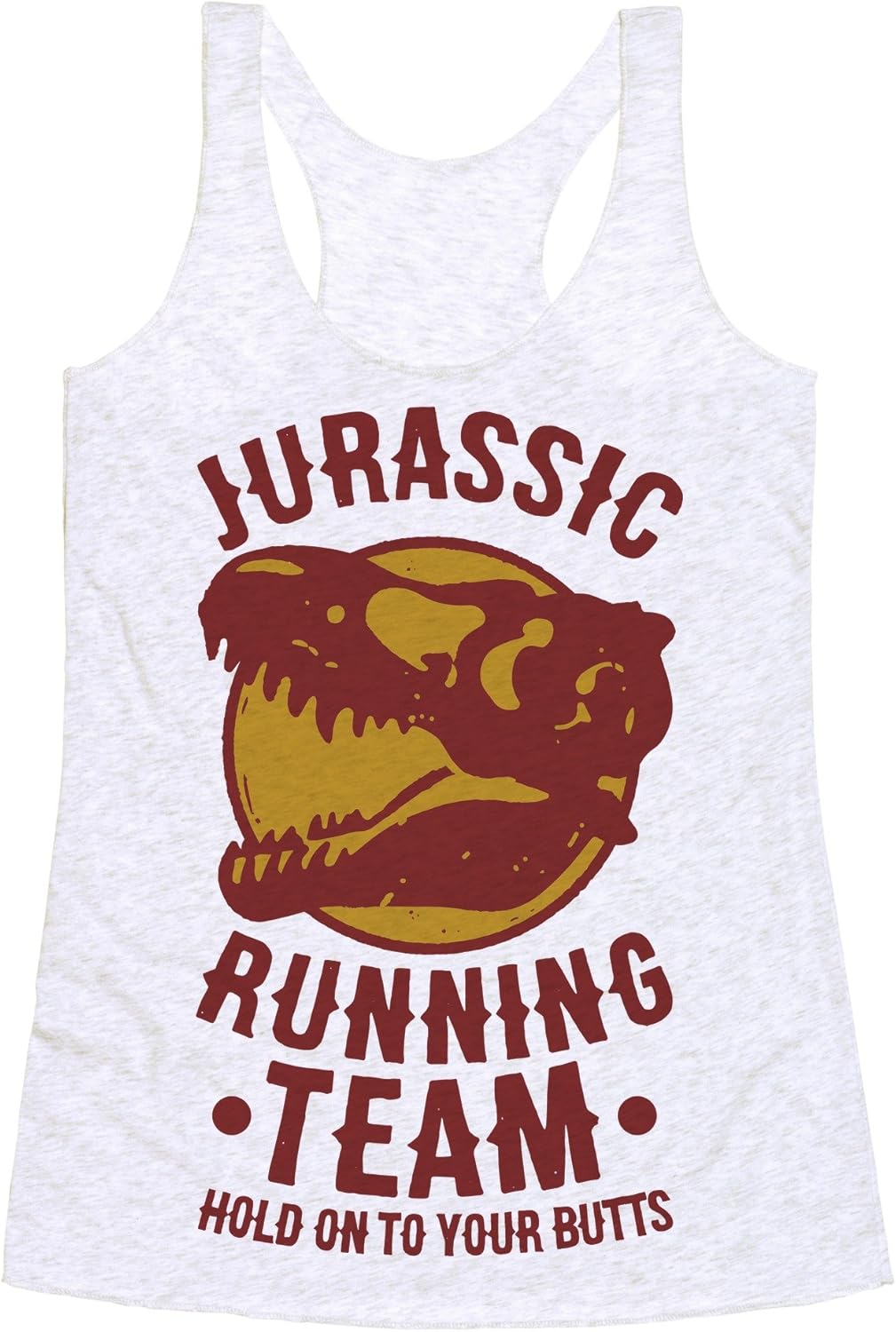 LookHUMAN Jurassic Running Team Heathered Gray Women's Racerback Tank