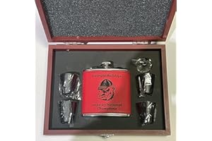GFSF Georgia Bulldogs 2022-23 National Champions Flask with Optional logo and Optional Presentation Box (Black Box 4 SG G logo)
