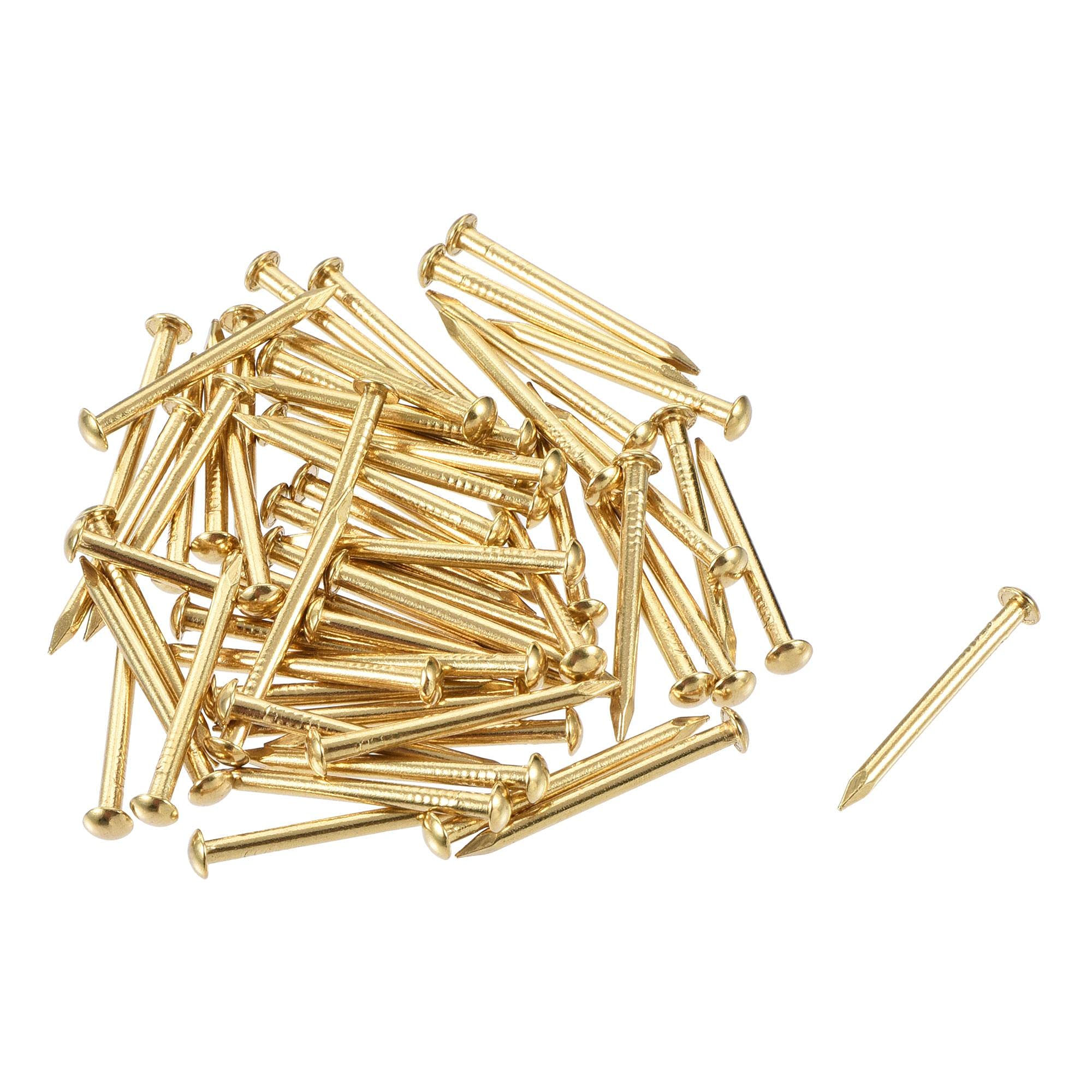 sourcing map Small Tiny Hardware Brass Nails 2mmx25mm(DXL) for DIY Wooden Boxes Accessories 60pcs