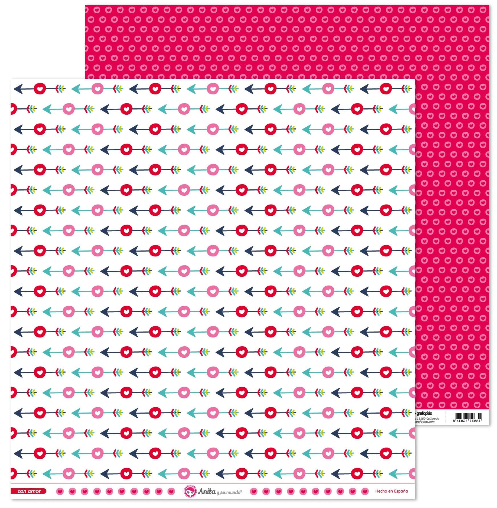 Anita and Su Mundo Collection with Love Scrapbooking Papers, Paper, Arrows, 12" x 12"