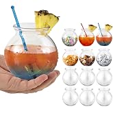 Small Round Plastic Fish Bowls for Parties (12 Pack) 16 oz Clear Mini Drink Bowl, Shatterproof Fishbowl Glasses for Drinks, Centerpieces, Decorations, Goldfish Pond Carnival Game, Centerpiece Vases
