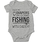 AW Fashions Pack My Diapers, I'm Going Fishing With Daddy Baby Bodysuit Newborn Boy Outfits Cute Romper