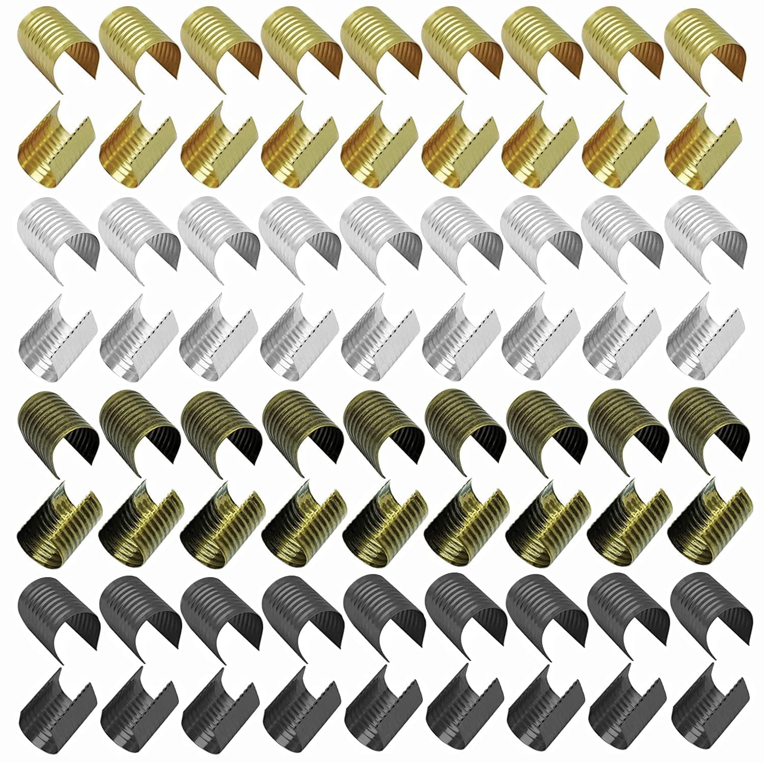 Photo 1 of 240Pcs Leather Rope Clips Cylindrical Crimping Bead 15x11mm Fold Over Crimps End Cap Cylindrical Fastener Opening Crimping Cord String for DIY Craft, Jute Leather Bracelet Necklace Macrame Tassel