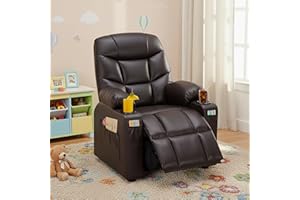 SNUGWAY Marshmallow Larger Kids Reclining Chair Leather Recliner Sofa Push Back Children Ages 3-12