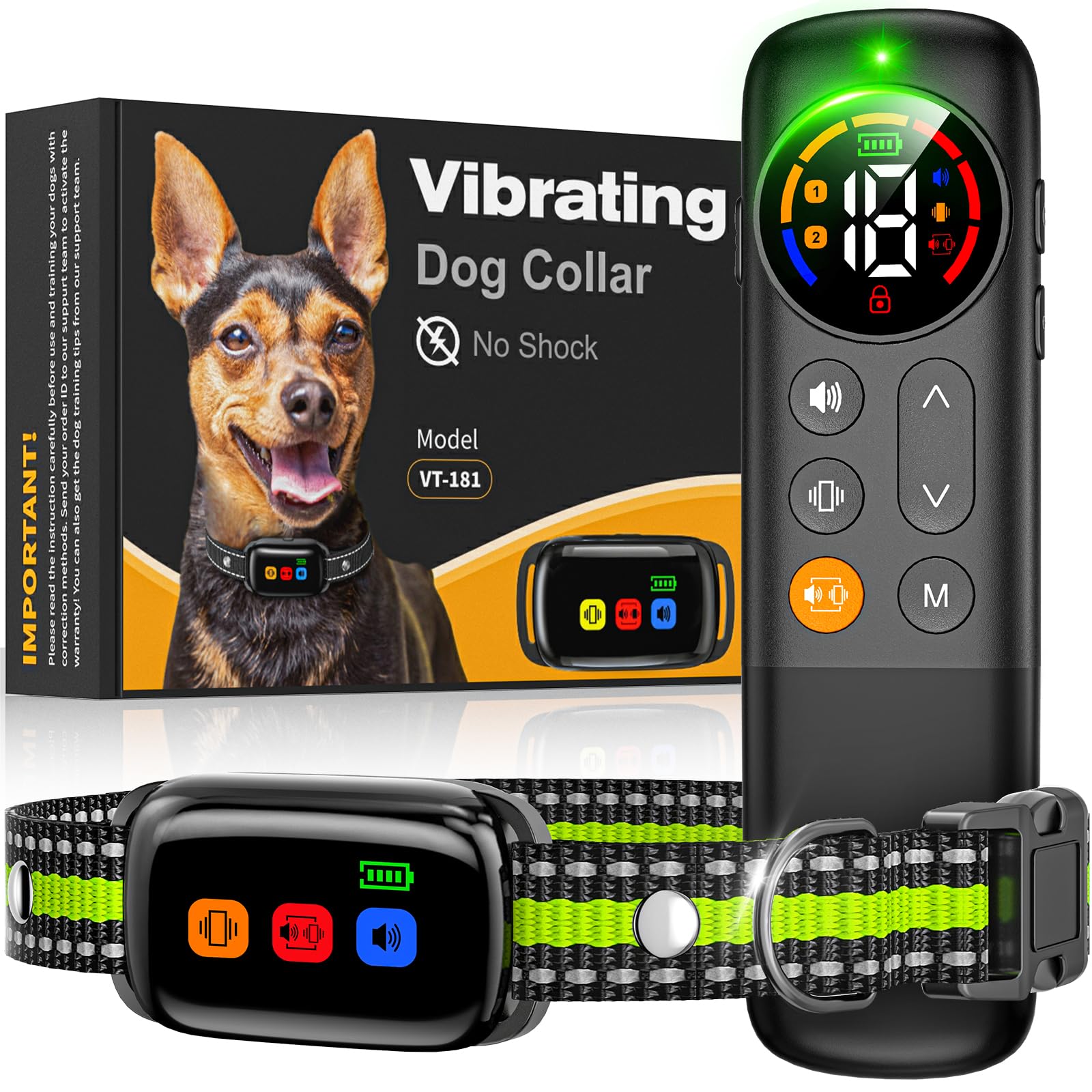 Dog Training Collar with Remote, Anti Bark Collar for 10-120lbs Small Medium Large Dogs, Waterproof | Safe Lock | 2000FT | Painless and Humane Collar to Stop Bad Behaviors