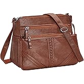 ELDA Crossbody Bags For Women Pocketbooks Soft PU Leather Purses and Handbags Multi Pocket Shoulder Bag