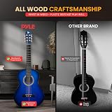 Pyle Beginner Acoustic Guitar 99 cm Classical Kit Nylon Strings Blue Burst Gloss view 4