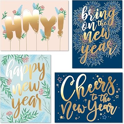 SWEETZER & ORANGE New Year Cards Set of 24 with Envelopes 300gsm 120gsm