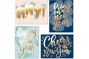 Sweetzer & Orange New Year Cards with Envelopes. 24 Set Box of Holiday Cards. Thick Note Cards and Envelopes, 300gsm Greeting Cards With Envelopes (120gsm). Happy Holidays and Thank You Cards