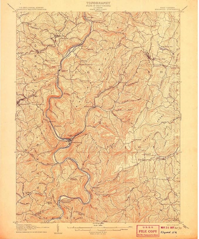 YellowMaps Kingwood WV topo map, 162500 Scale, 15 X 15