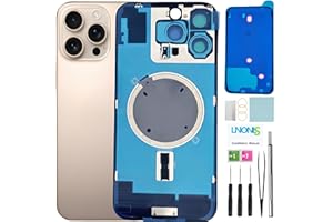 LNONLS 16 Pro Max Back Glass Replacement for iPhone 16 Pro Max Rear Back Cover Glass Waterproof and Camera Lens+Professional Repair Tool Kit (Desert Titanium)