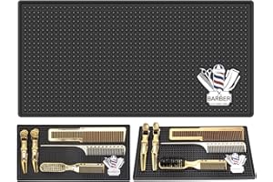 BARBERTOP Barber Mat for Clippers Non-Slip Thickened Silicone Non-Slip Mat | Barber Shop Home Counter Workstation Organizer Mat for Scissors, Trimmers, Clippers, Hair Cards, Combs, Razors, etc (12 * 6 Inch)