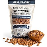 Burroughs Family Farms Roasted Salted Almonds 3 lb, Regenerative Organic and USDA Organic Certified, No Added Oils, Lightly Salted &amp; Perfectly Dry Roasted Almond Nuts, 2x the Antioxidants and Vitamin B Versus Other Almonds