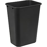 Amazon Basics Rectangular Commercial Office Wastebasket, Easy to Clean, Space-Saving, 10 Gallon, Black