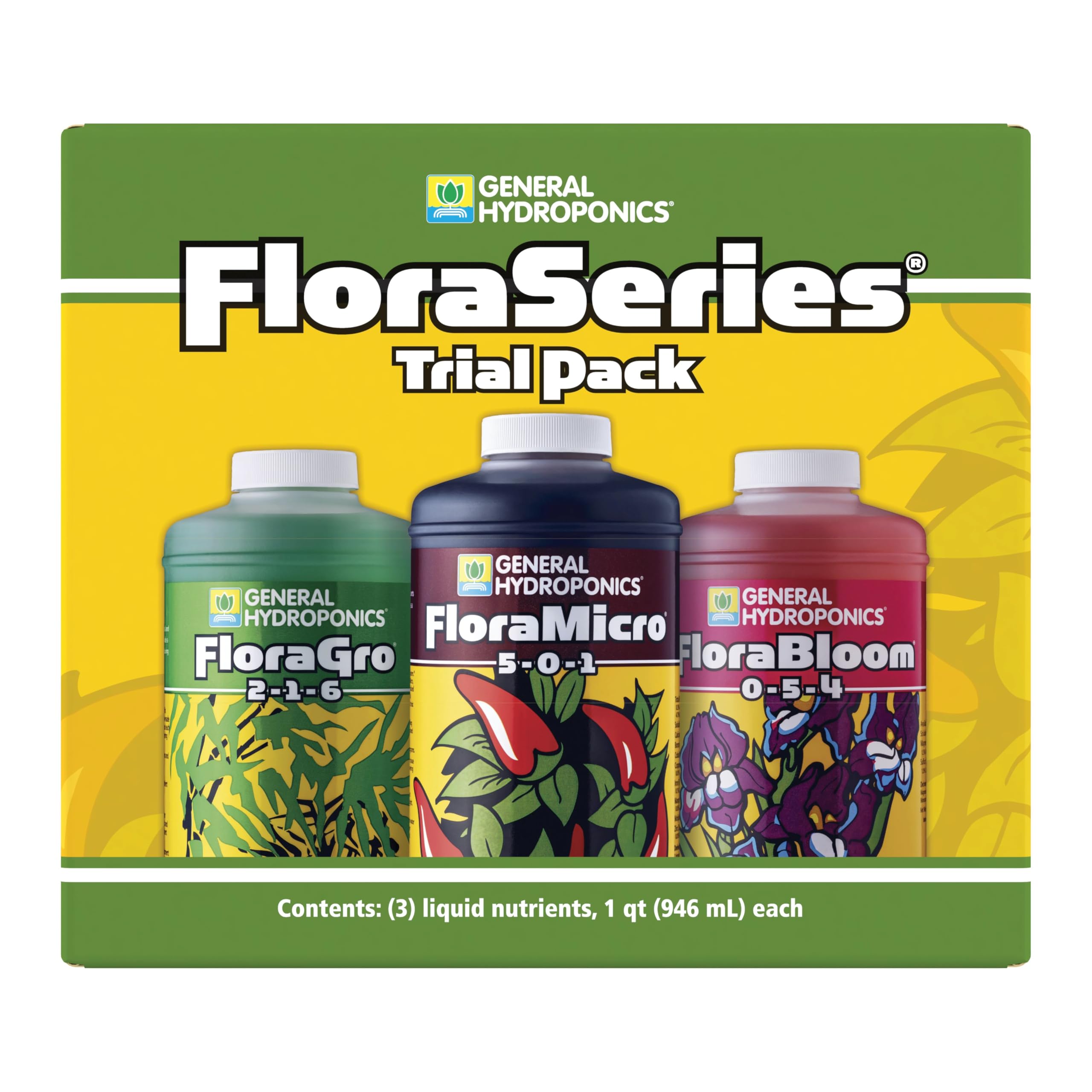General Hydroponics FloraSeries Hydroponic Nutrient Fertilizer System Trial Pack with FloraMicro, FloraBloom and FloraGro, 1 qt. Image General Hydroponics FloraSeries Hydroponic Nutrient Fertilizer System Trial Pack with FloraMicro, FloraBloom and FloraGro, 1 qt. Image