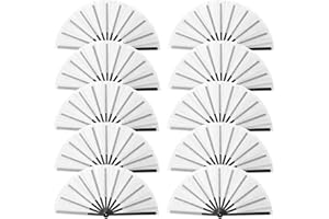 Oncpcare 10 Pcs Boots on The Ground Hand Fan Bulk, Folding Popping Clacking Fans for Line Dancing (White)