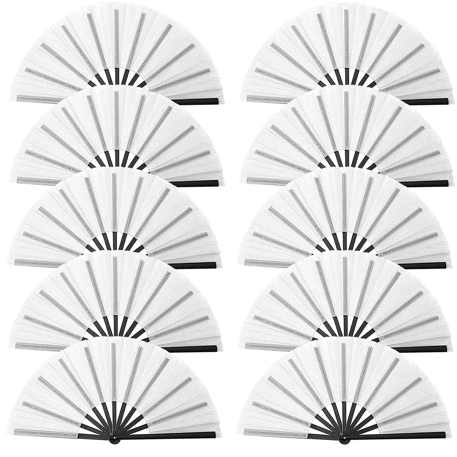 Photo 1 of 10 Pcs Boots on The Ground Hand Fan Bulk, Folding Popping Clacking Fans for Line Dancing (White)